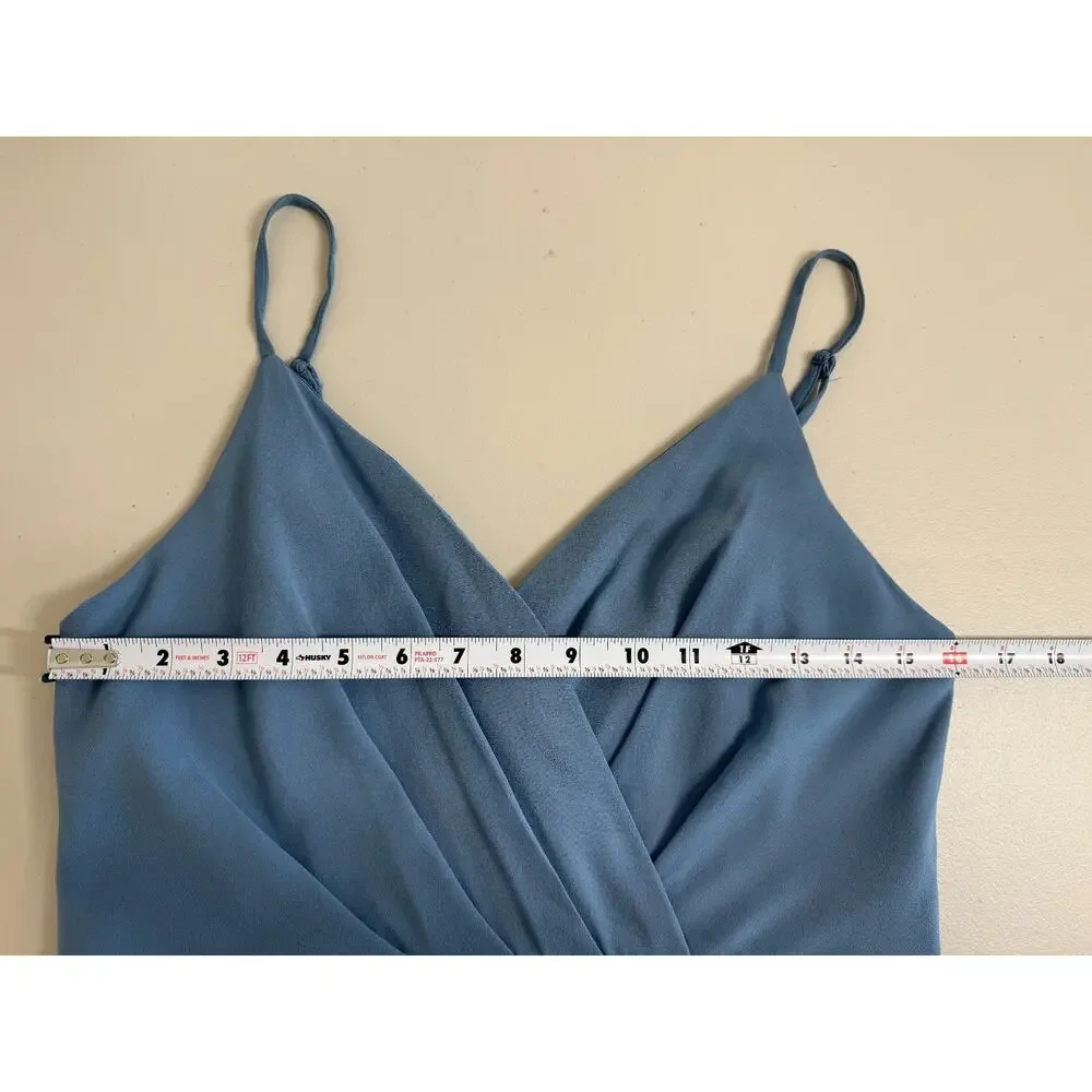 NEW Lulus All About Love Chiffon Maxi Dress Womens Size Large Pleated Slate Blue - Picture 7 of 12